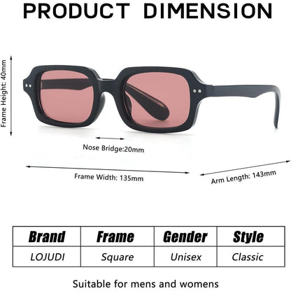 Retro Sonnenbrille Eckig - Schwarz-Rosa mit UV400 Schutz