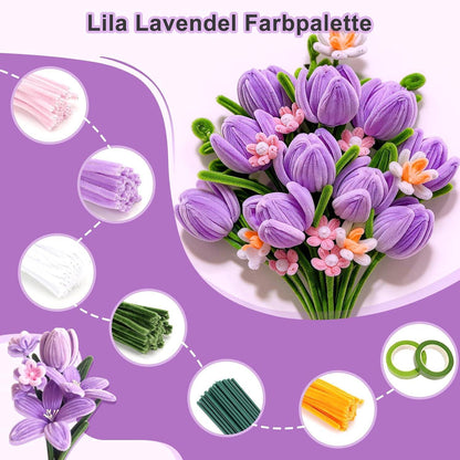 800 Pfeifenreiniger Blumen Set | Basteln, Valentinstag, Weihnachten