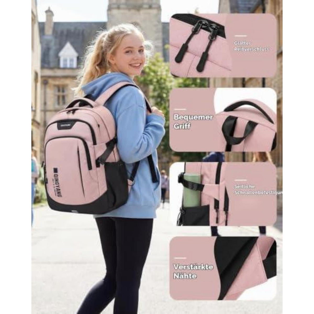 Schulrucksack Mädchen Teenager Rosa – 32L, Wasserdicht & Bequem
