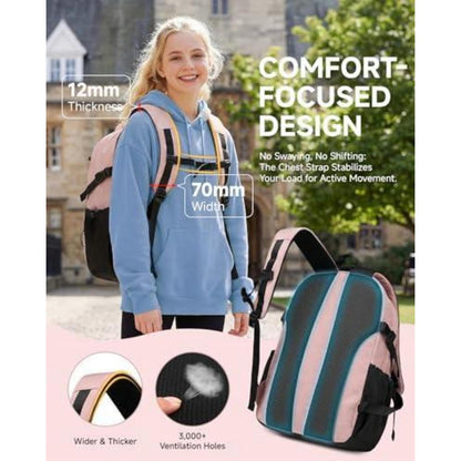 Schulrucksack Mädchen Teenager Rosa – 32L, Wasserdicht & Bequem