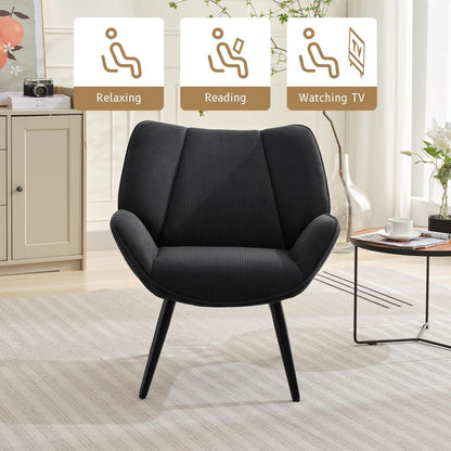 Lounge Sessel Cord Flügellehne Dunkelgrau – Bequemer Relax Sessel