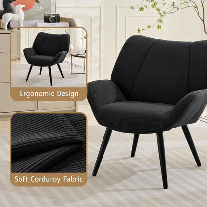 Lounge Sessel Cord Flügellehne Dunkelgrau – Bequemer Relax Sessel