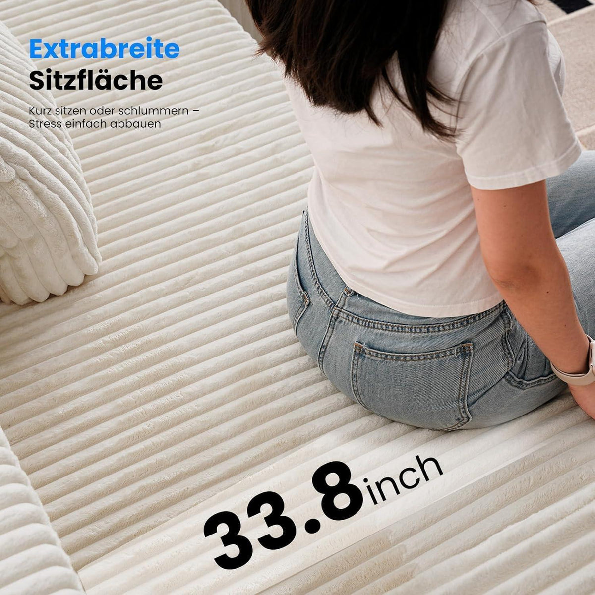 360cm U-förmiges Cord Sofa mit hoher Rückenlehne & Ottomane
