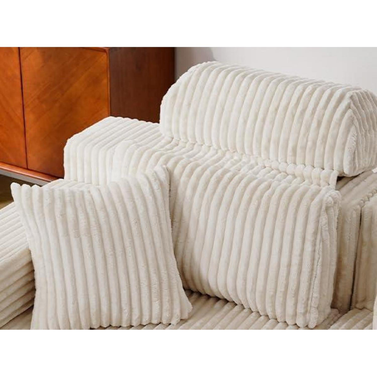 360cm U-förmiges Cord Sofa mit hoher Rückenlehne & Ottomane