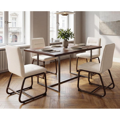 Esszimmerstühle Set 4 – Beige Polsterstuhl mit Metallgestell