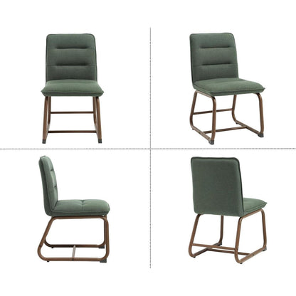 Esszimmerstühle Set 4 Grün, Moderne Polsterstühle mit Metallgestell