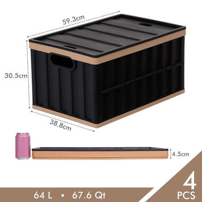 4er Set Faltbare Aufbewahrungsboxen 64L – Stabil & Vielseitig