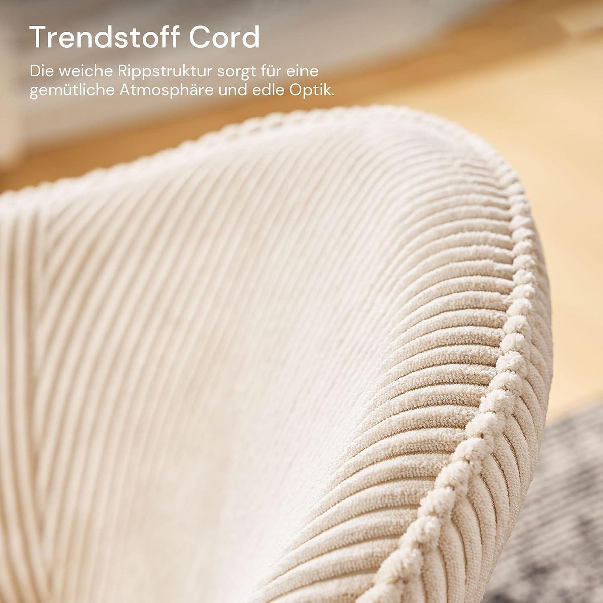 Esszimmerstuhl mit Armlehnen, Beige Cord Polsterstuhl