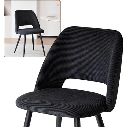 Runder Esstisch Set mit 4 Cord-Stühlen – Dunkelgrau/Schwarz
