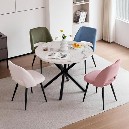 Runder Esstisch Set mit 4 Cord-Stühlen – Modern & Komfortabel