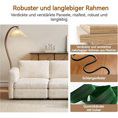 Ecksofa Stoff Modern, 7-Sitzer mit Ottomanen