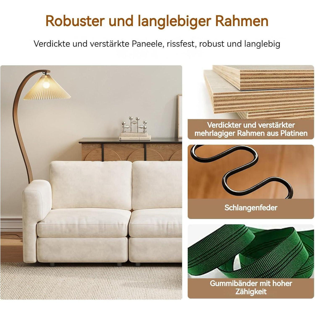 Ecksofa Stoff Modern 7-Sitzer mit Ottomane