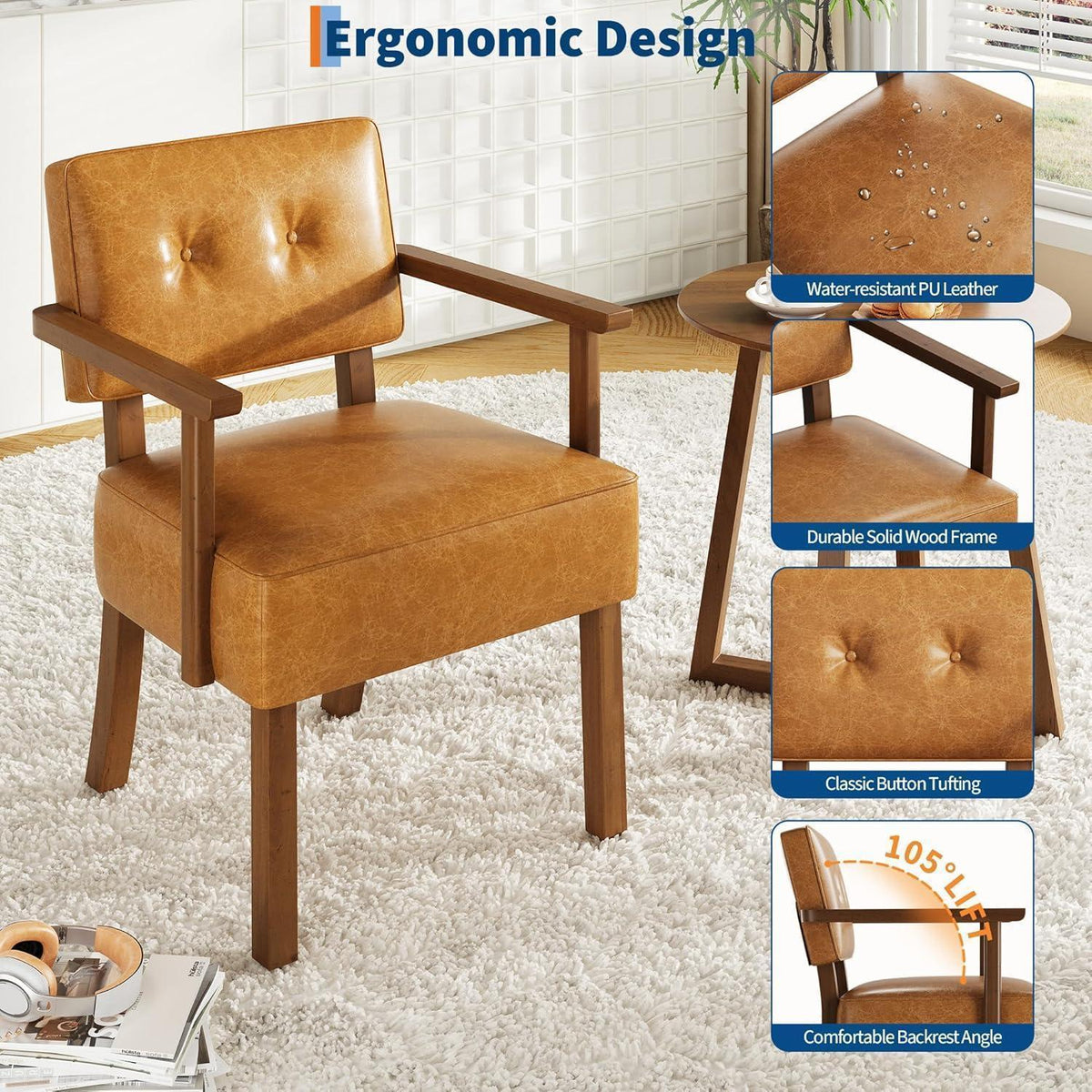 Lounge Sessel Braun – Bequemer Wohnzimmerstuhl in Lederoptik