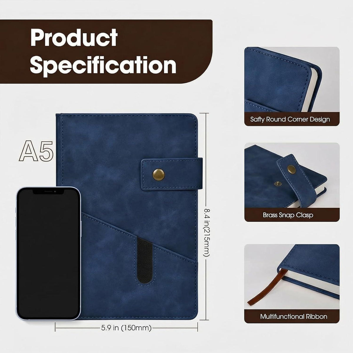 A5 Notizbuch Set mit Stift – Liniert & Geschenkbox in Lederoptik