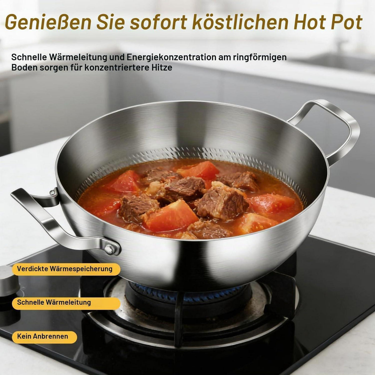 Titan Schmorpfanne 30cm mit Deckel – Antihaftbeschichtung & Doppelgriff