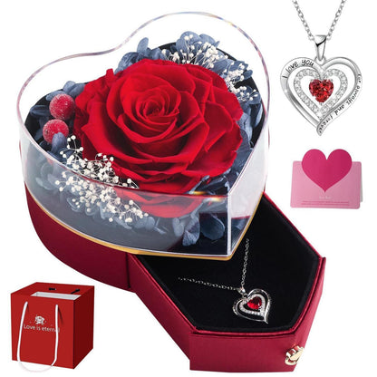 Ewige Rose Geschenkset mit Halskette – Muttertagsgeschenk für Mama