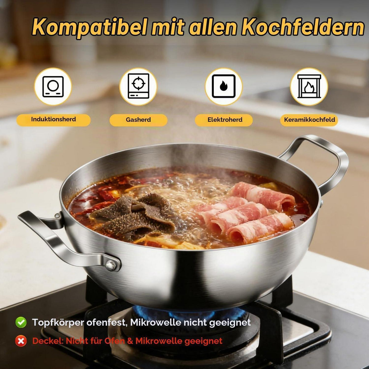 Titan Schmorpfanne 28cm mit Deckel – 10 Liter, Antihaftbeschichtung