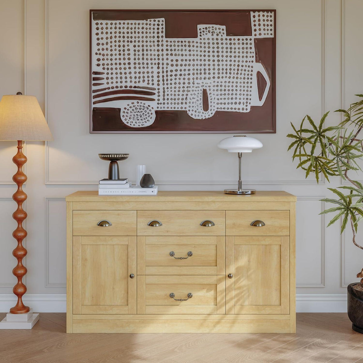 Moderne Kommode 135cm – Sideboard mit 5 Schubladen & 2 Türen