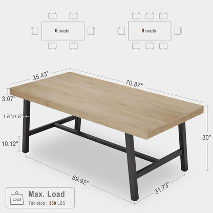 Langer Esstisch 180cm Holzoptik Industrial Stil für 6-8 Personen