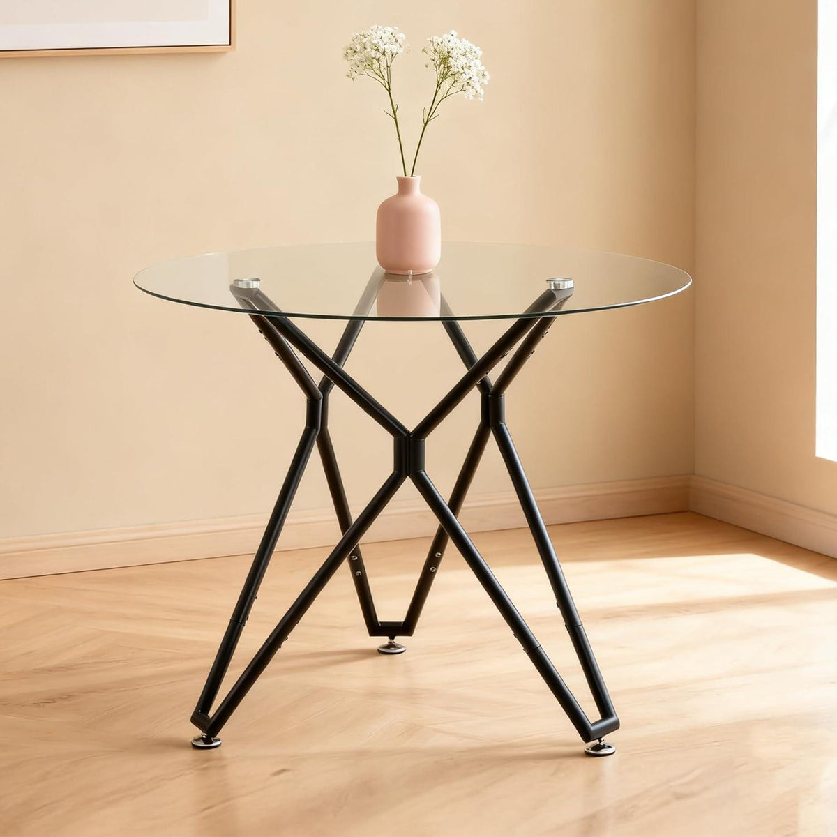Runder Glastisch 90cm – Moderner Esstisch für 1-4 Personen