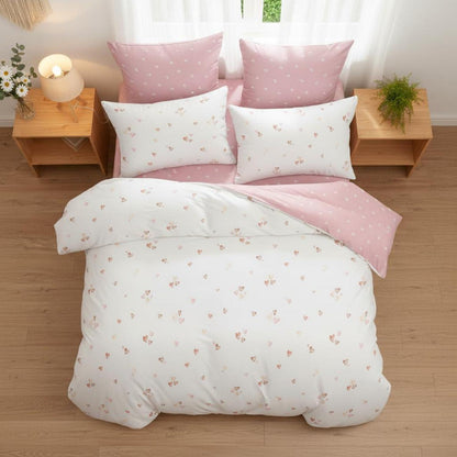 Herz Bettwäsche Set Rosa Weiß 200x220 | Romantisch & Weich