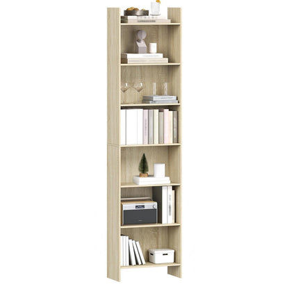 7-Fächriges Bücherregal Eichenbeige – Standregal & Raumteiler