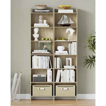 7-Fächriges Bücherregal Eichenbeige – Standregal & Raumteiler