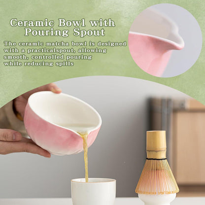 Matcha Besen Set 7-teilig mit Tablett & Box Rosa