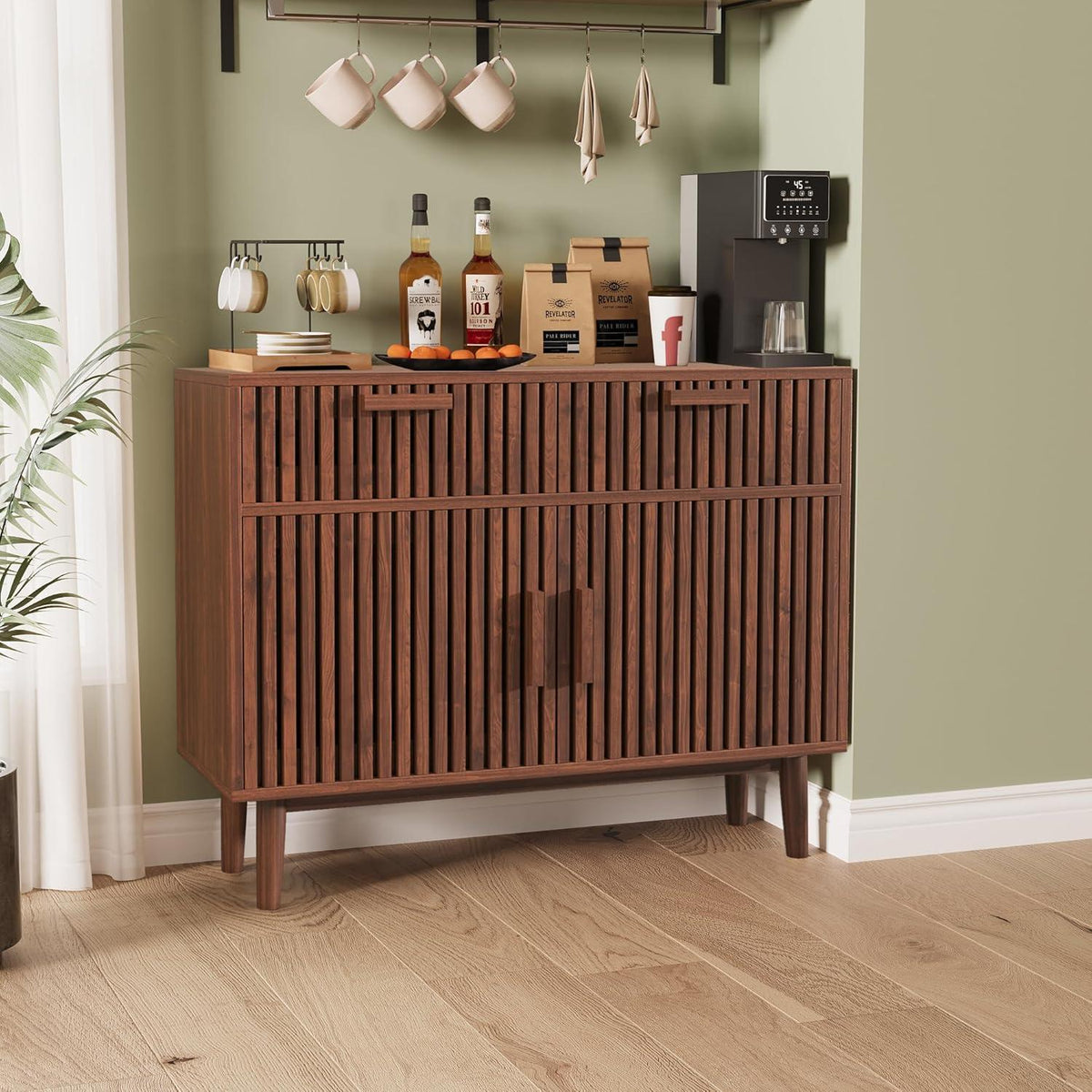 Sideboard Kommode Holz Nussbaum | 2 Türen & 2 Schubladen