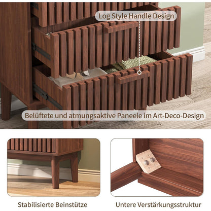 Holzkommode mit 4 Schubladen – Walnuss/Nussbaumfarbe