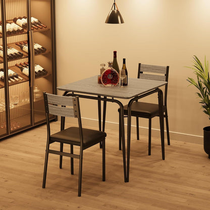Esstisch Set für 2 Personen – Schwarz & Grau