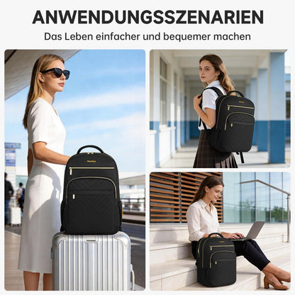 Laptop Rucksack 17,3 Zoll – Herren Damen Schulrucksack Schwarz