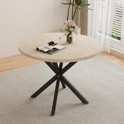 Moderner runder Esstisch – Grau Marmoroptik & Gold | 100cm