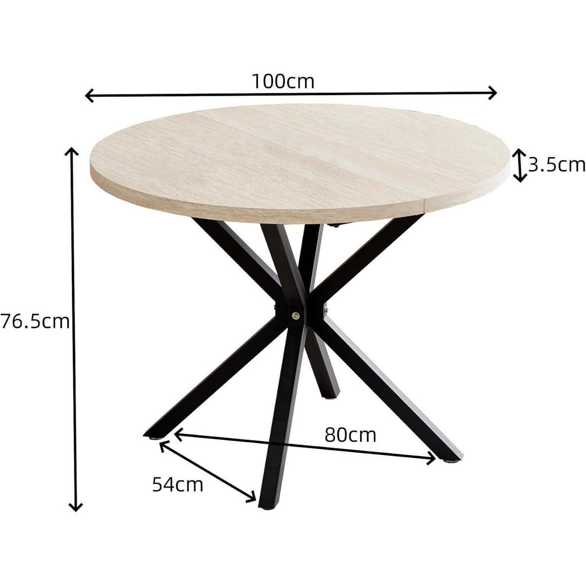 Moderner runder Esstisch – Grau Marmoroptik & Gold | 100cm