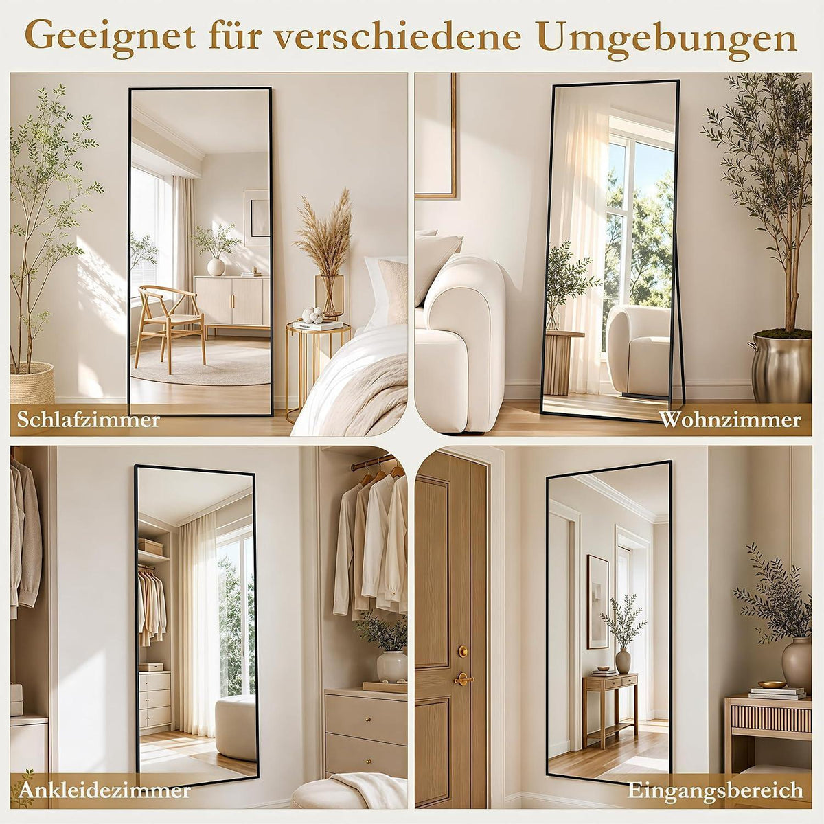 Ganzkörperspiegel Standspiegel 205x104cm – Modern & Robust
