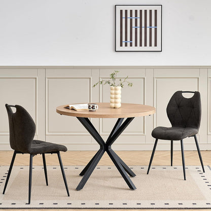 Runder Esstisch Set mit 4 Polsterstühlen im Nordic Stil