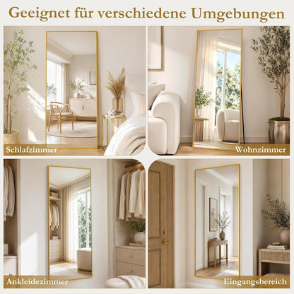 Ganzkörperspiegel Standspiegel 205x104cm Gold Modern