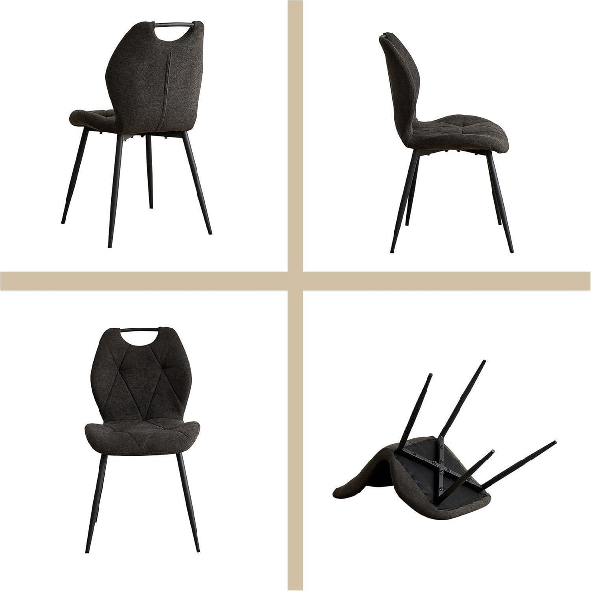 Runder Esstisch Set mit 4 Polsterstühlen im Nordic Stil