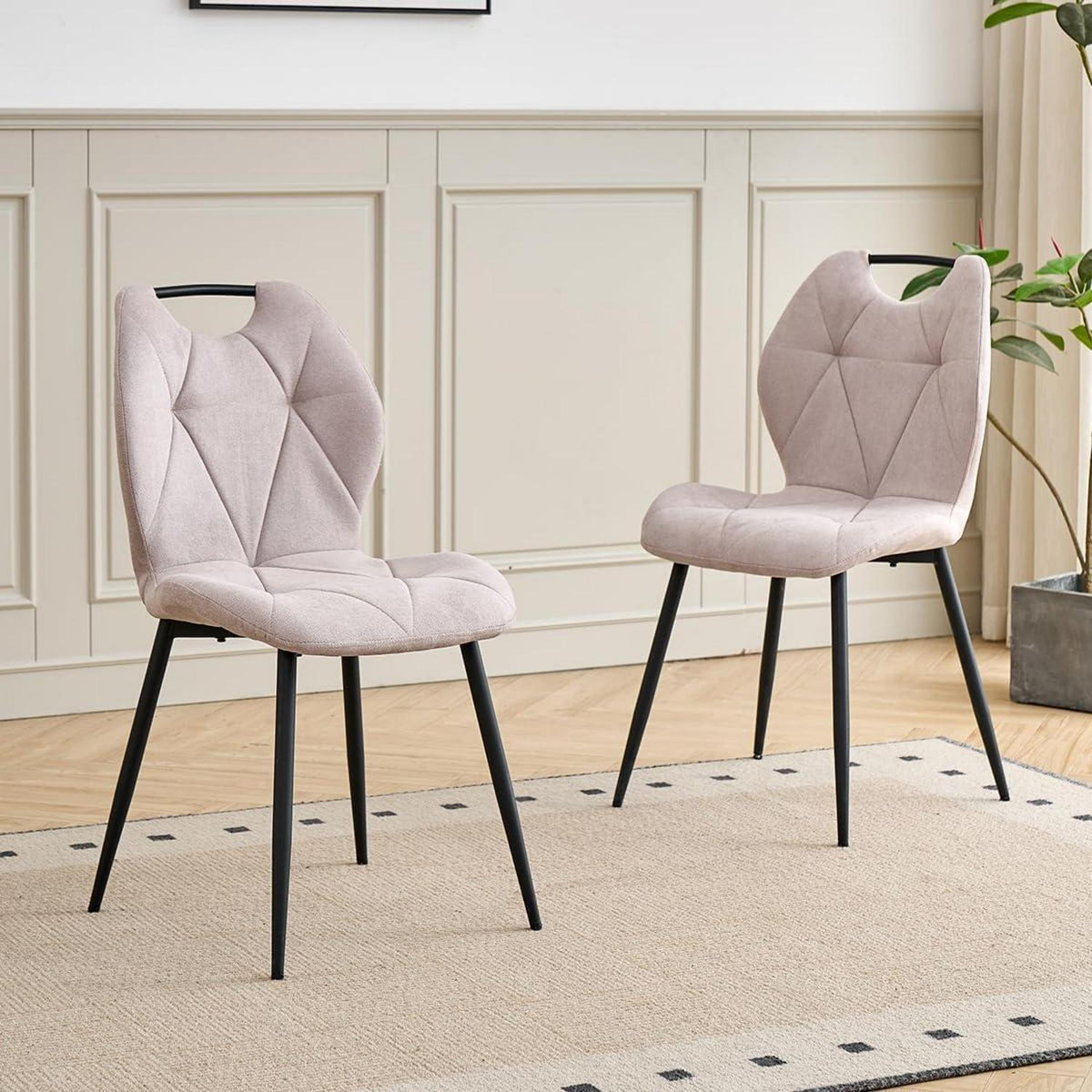 Runder Esstisch Set mit 4 Polsterstühlen im Nordic Stil