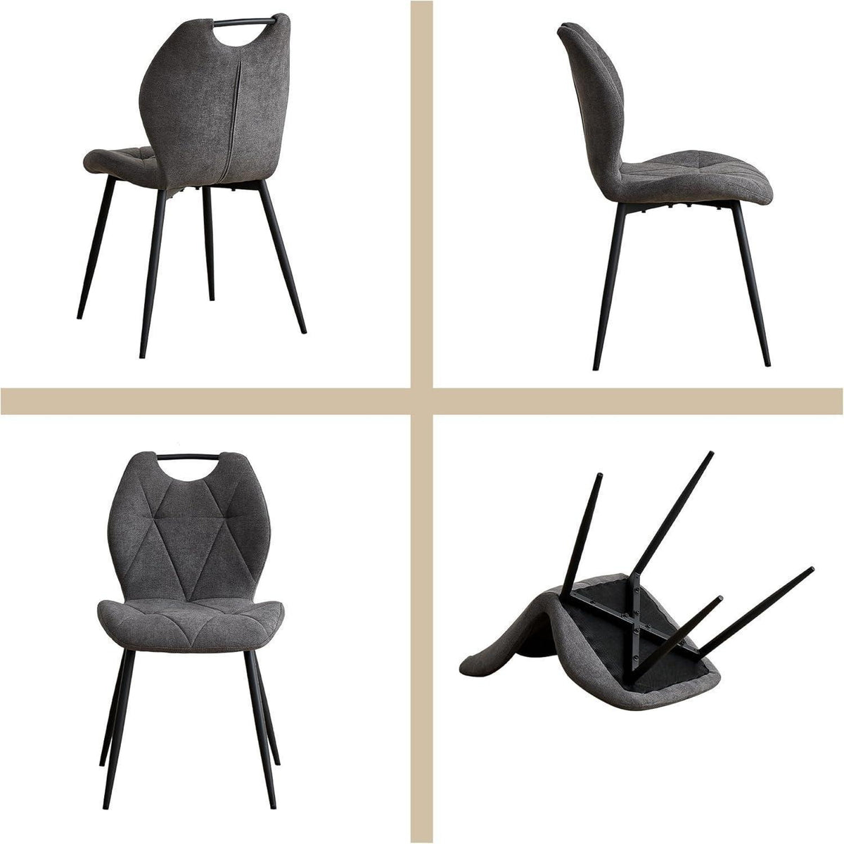 Runder Esstisch Set mit 4 Polsterstühlen im Nordic Stil