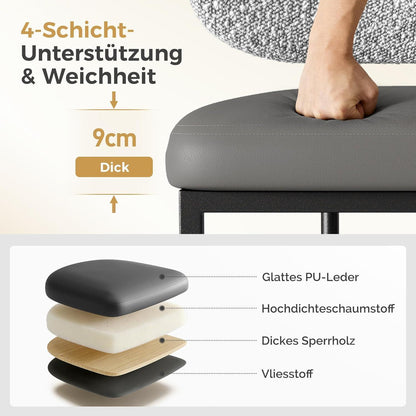 Barhocker Set 2er mit Lehne & Fußstütze – Grau