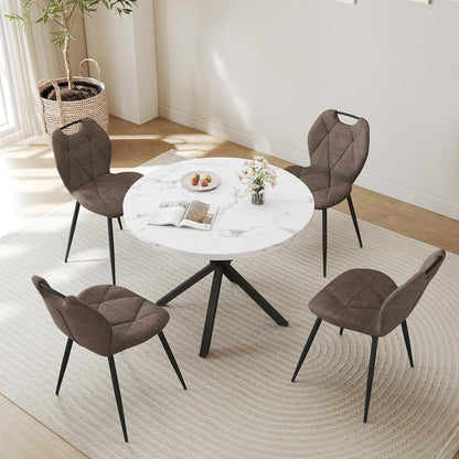 Runder Esstisch Set mit 4 Polsterstühlen im Nordic Stil