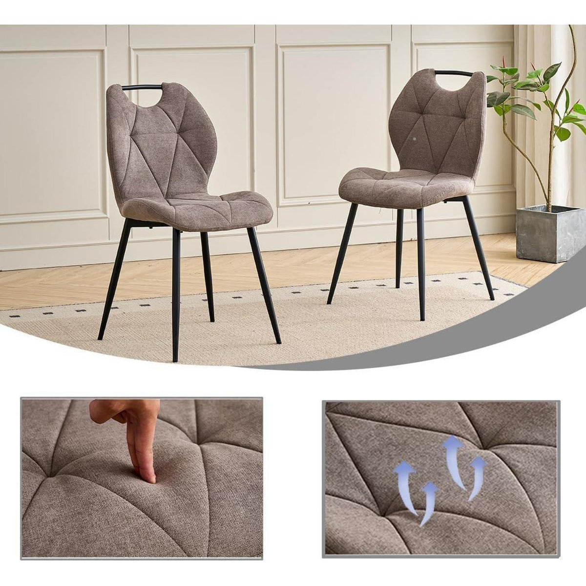 5-teiliges Esszimmer-Set: 140cm Tisch + 4 gepolsterte Stühle