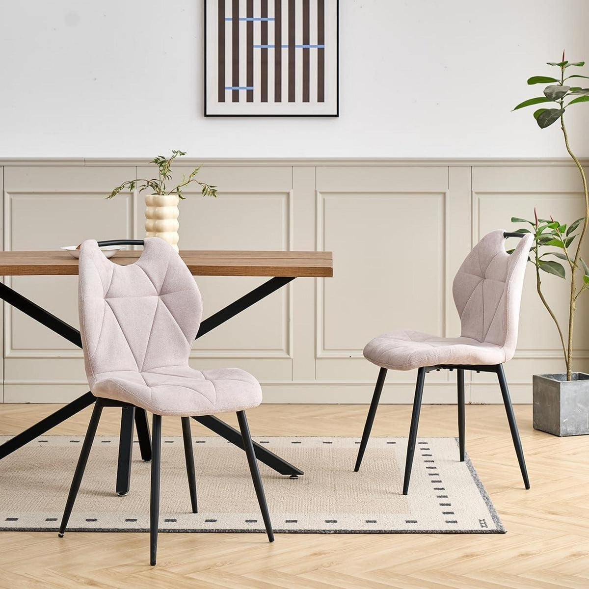 5-teiliges Esszimmer-Set: 140cm Tisch + 4 gepolsterte Stühle