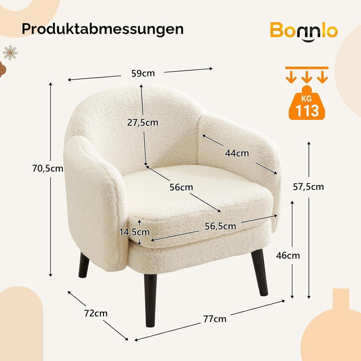 Gepolsterter Teddy-Sessel Beige – Modern & Bequem