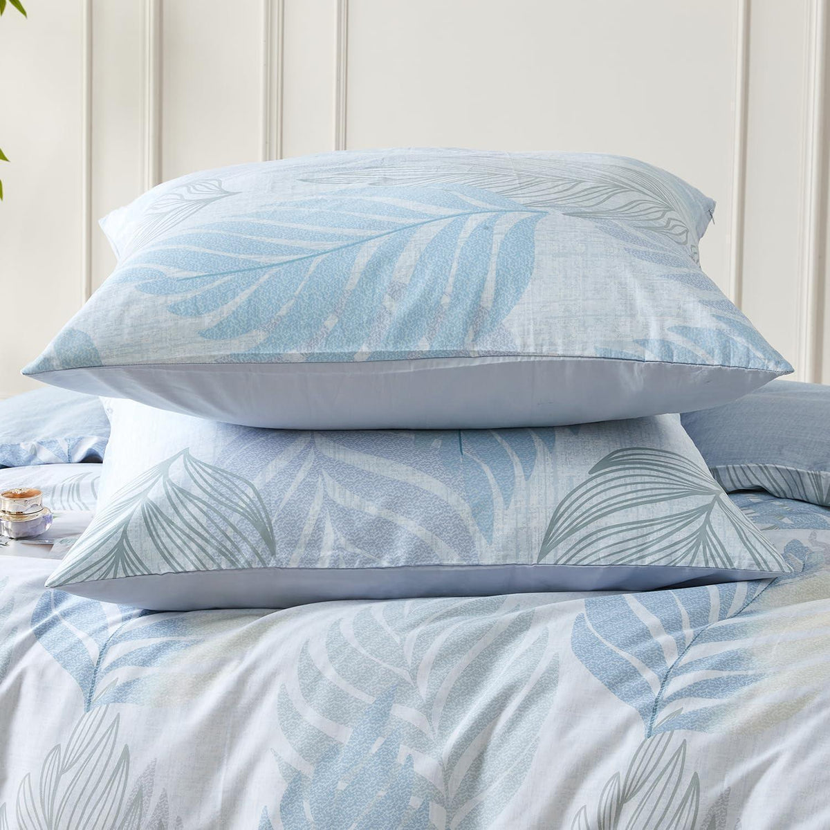 Baumwoll Bettwäsche Set 200x220 cm, Blau, 2-teilig