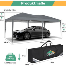 3x6m Faltpavillon wasserdicht mit 6 Seitenteilen – Grau