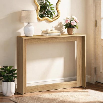 Schmaler Konsolentisch mit Stauraum – Naturfarben, 100x20x75cm