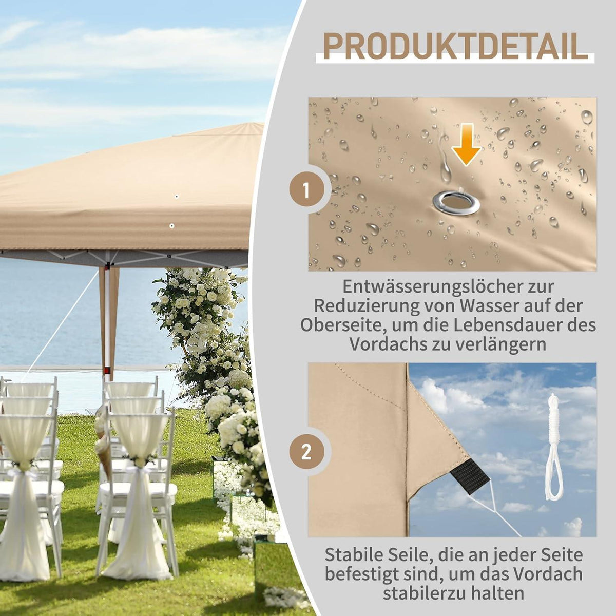 3x6m Faltpavillon mit 6 Seitenteilen – UV-Schutz & Höhenverstellbar