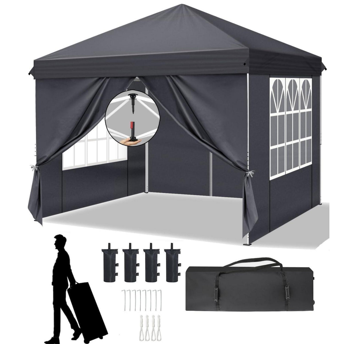 3x3m Faltpavillon mit Seitenteilen – Stabil & Wetterfest